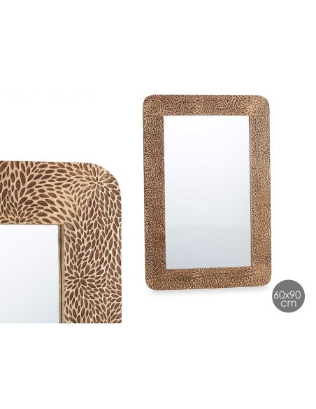Miroir mural 42 Marron Volets 90 x 60 x 2 cm Rectangulaire