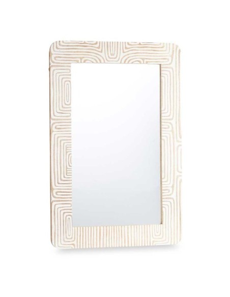 Miroir mural 37 Blanc Marron 90 x 60 x 2 cm Rectangulaire
