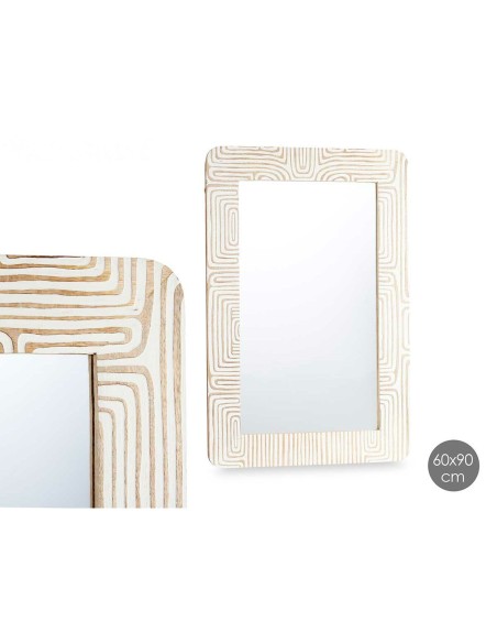 Miroir mural 37 Blanc Marron 90 x 60 x 2 cm Rectangulaire