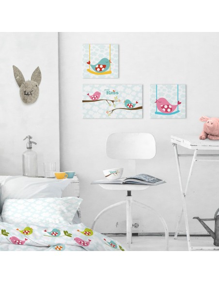 Toile HappyFriday Mr Fox Little birds Multicouleur 27 x 27 cm