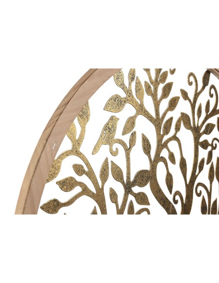 Décoration murale Home ESPRIT Doré Naturel Arbre Cottage 60 x 1,5 x 60 cm (2 Unités)