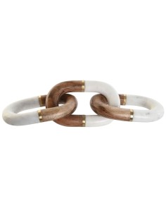 Figurine Décorative Home ESPRIT Blanc Marron Doré Chaîne 10 x 10 x 36 cm