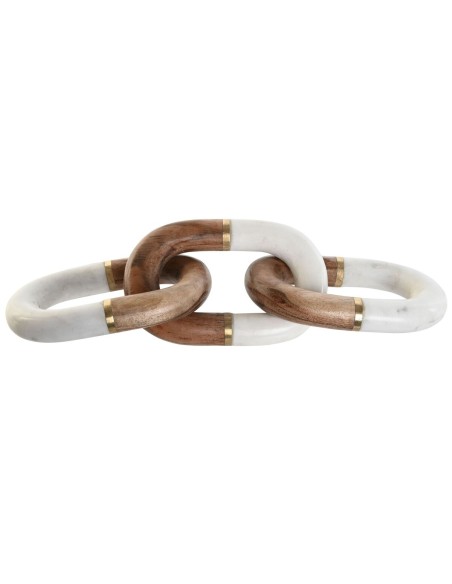 Figurine Décorative Home ESPRIT Blanc Marron Doré Chaîne 10 x 10 x 36 cm
