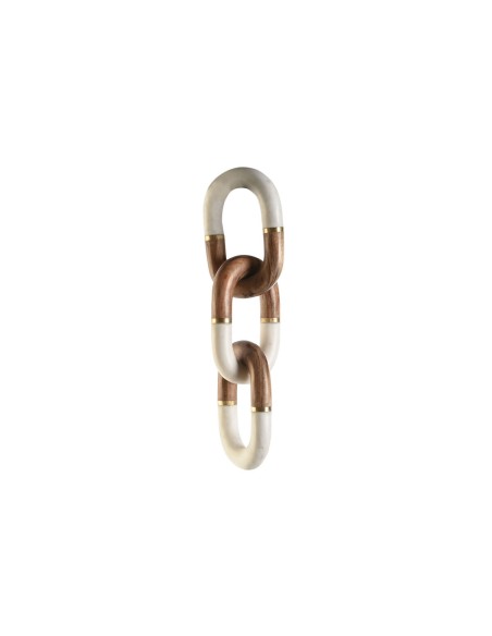 Figurine Décorative Home ESPRIT Blanc Marron Doré Chaîne 10 x 10 x 36 cm