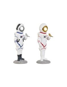Figurine Décorative Home ESPRIT Bleu Blanc Rouge Argenté Femme Astronaute 10 x 11 x 29 cm (2 Unités)