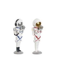 Figurine Décorative Home ESPRIT Bleu Blanc Rouge Doré Femme Astronaute 11 x 7 x 25 cm (2 Unités)
