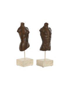 Figurine Décorative Home ESPRIT Blanc Marron Clair Buste 9,5 x 8 x 31 cm (2 Unités)