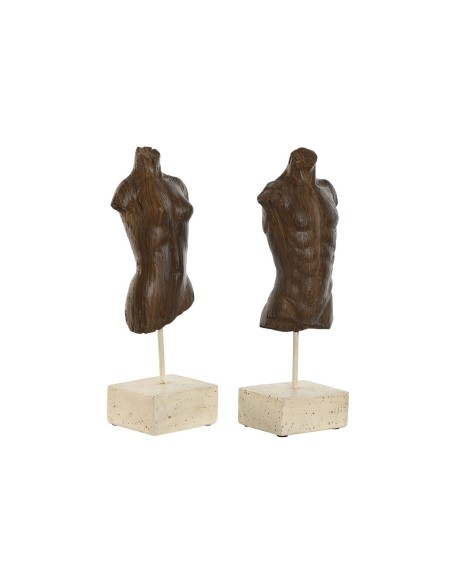 Figurine Décorative Home ESPRIT Blanc Marron Clair Buste 9,5 x 8 x 31 cm (2 Unités)