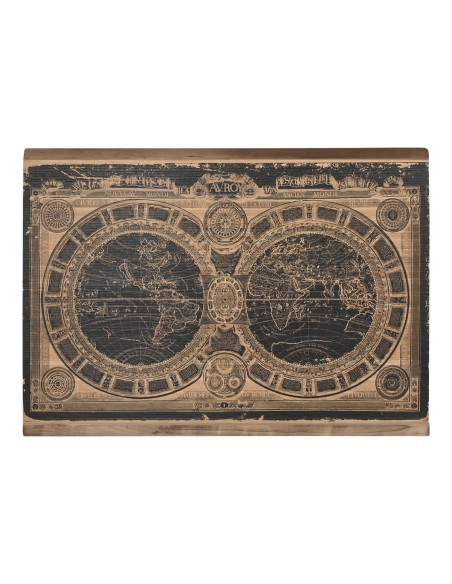 Décoration murale Home ESPRIT Noir Naturel Mappemonde 149 x 2 x 105 cm