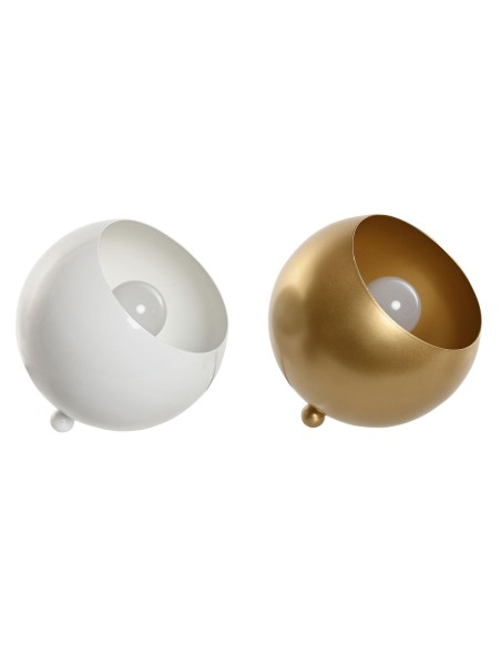 Lampe de bureau Home ESPRIT Blanc Doré Métal 50 W 220 V 15 x 15 x 15 cm (2 Unités)