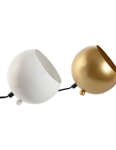 Lampe de bureau Home ESPRIT Blanc Doré Métal 50 W 220 V 15 x 15 x 15 cm (2 Unités)