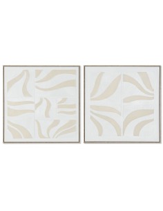 Cadre Home ESPRIT Blanc Beige Abstrait Scandinave 83 x 4,5 x 83 cm (2 Unités)