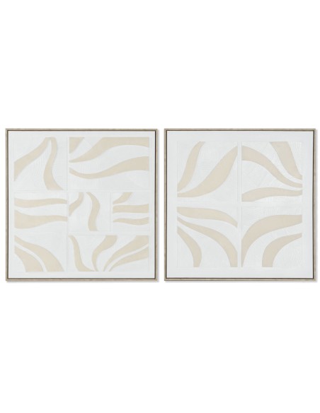 Cadre Home ESPRIT Blanc Beige Abstrait Scandinave 83 x 4,5 x 83 cm (2 Unités)