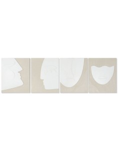 Cadre Home ESPRIT Blanc Beige Abstrait Scandinave 40 x 3 x 50 cm (4 Unités)