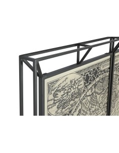 Jeu de 3 tableaux Home ESPRIT Blanc Noir Mappemonde 222 x 8 x 140 cm (3 Pièces) 2