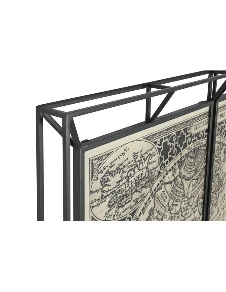 Jeu de 3 tableaux Home ESPRIT Blanc Noir Mappemonde 222 x 8 x 140 cm (3 Pièces)