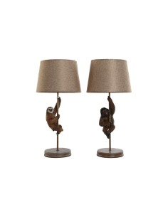 Lampe de bureau Home ESPRIT Marron Métal Résine 50 W 220 V 26 x 26 x 53,5 cm (2 Unités)