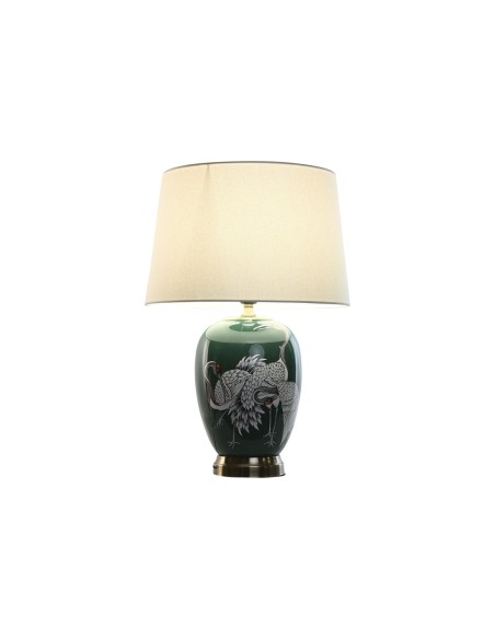 Lampe de bureau Home ESPRIT Blanc Vert Turquoise Doré Céramique 50 W 220 V 40 x 40 x 59 cm
