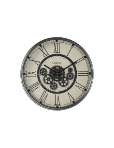 Horloge Murale Home ESPRIT Blanc Noir Gris foncé Fer Bois MDF 54 x 8 x 55 cm