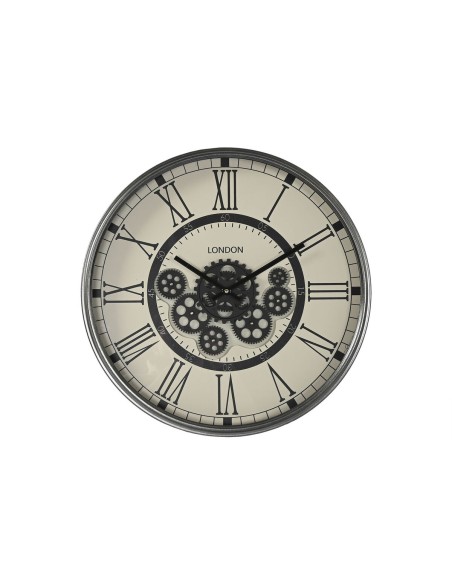 Horloge Murale Home ESPRIT Blanc Noir Gris foncé Fer Bois MDF 54 x 8 x 55 cm
