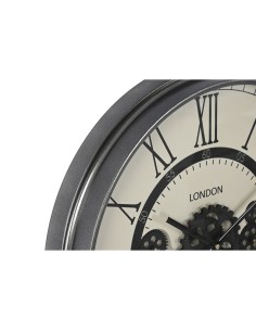 Horloge Murale Home ESPRIT Blanc Noir Gris foncé Fer Bois MDF 54 x 8 x 55 cm 2