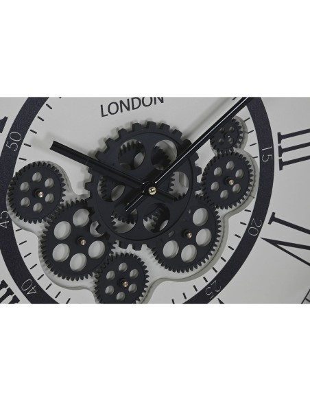 Horloge Murale Home ESPRIT Blanc Noir Gris foncé Fer Bois MDF 54 x 8 x 55 cm