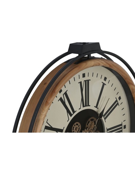 Horloge Murale Home ESPRIT Noir Beige Doré Naturel Métal Bois de pin 74 x 9 x 91 cm