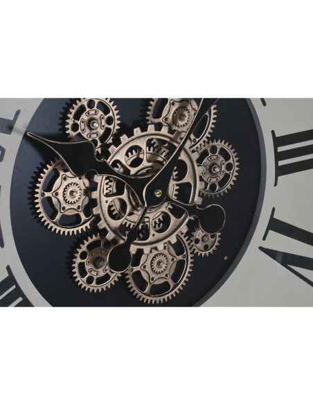 Horloge Murale Home ESPRIT Noir Beige Doré Naturel Métal Bois de pin 74 x 9 x 91 cm