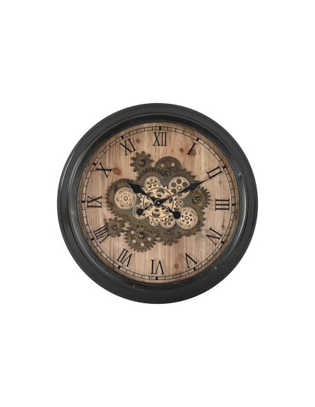 Horloge Murale Home ESPRIT Noir Doré Naturel Verre Fer Vintage 67 x 9 x 67 cm
