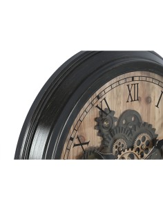Horloge Murale Home ESPRIT Noir Doré Naturel Verre Fer Vintage 67 x 9 x 67 cm 2