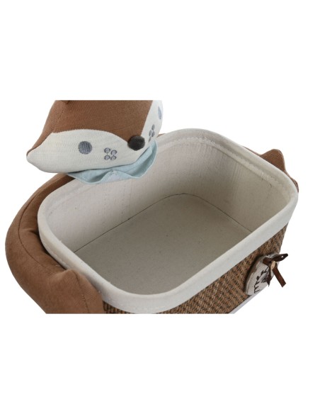 Set de basket Home ESPRIT Bleu Marron 43 x 33 x 32,5 cm (2 Pièces)