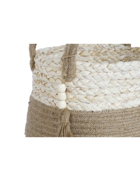 Set de basket Home ESPRIT Naturel Marron Clair Jute Moderne 41 x 30 x 33 cm (3 Pièces)