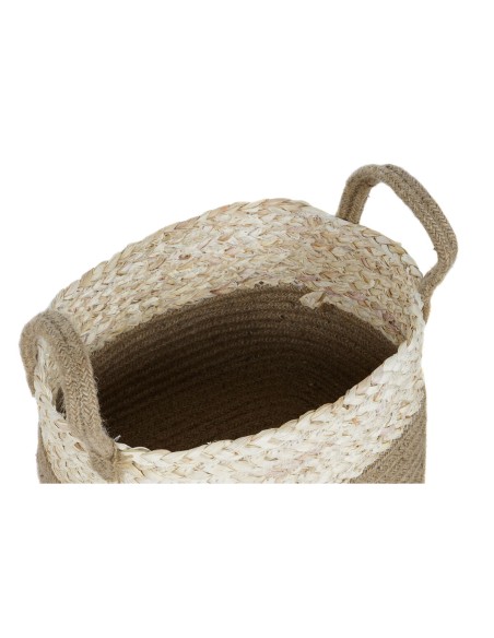Set de basket Home ESPRIT Naturel Marron Clair Jute Moderne 41 x 30 x 33 cm (3 Pièces)
