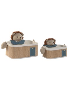 Set de basket Home ESPRIT Vert Naturel 40 x 32 x 27 cm (2 Pièces)