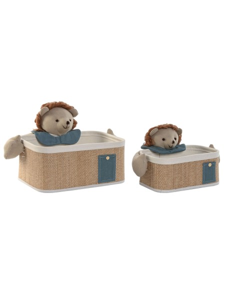 Set de basket Home ESPRIT Vert Naturel 40 x 32 x 27 cm (2 Pièces)