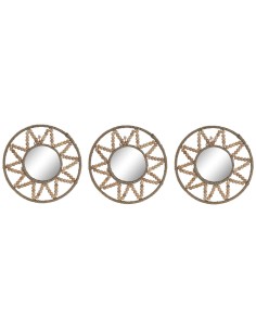 Ensemble de miroirs Home ESPRIT Naturel Scandi 20 x 1 x 20 cm (3 Pièces)