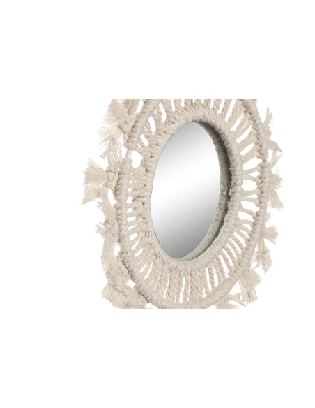 Ensemble de miroirs Home ESPRIT Blanc Boho 20 x 1 x 20 cm (3 Pièces)