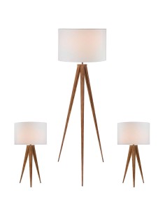 Lampadaire Home ESPRIT Marron Bois Métal Aluminium 40 x 40 x 153 cm (3 Pièces)