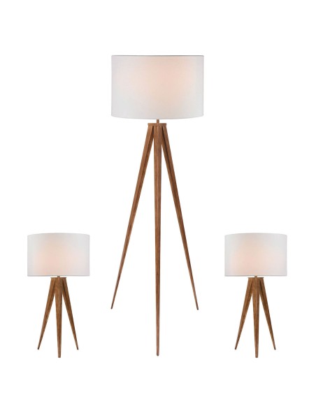 Lampadaire Home ESPRIT Marron Bois Métal Aluminium 40 x 40 x 153 cm (3 Pièces)