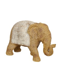 Figurine Décorative Romimex Beige Rotin Polyrésine Eléphant 29 x 20 x 12 cm