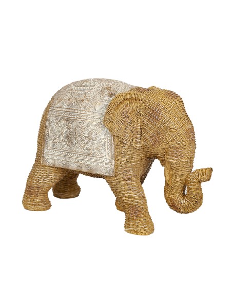 Figurine Décorative Romimex Beige Rotin Polyrésine Eléphant 29 x 20 x 12 cm