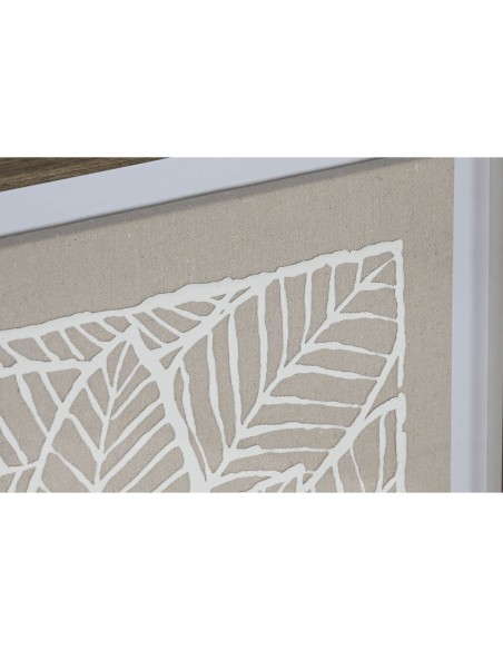 Toile Home ESPRIT Blanc Beige Feuille d'une plante Urbaine 50 x 4 x 60 cm (2 Unités)