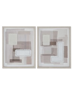 Toile Home ESPRIT Beige Gris Abstrait Moderne 40 x 2,5 x 50 cm (2 Unités)