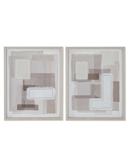 Toile Home ESPRIT Beige Gris Abstrait Moderne 40 x 2,5 x 50 cm (2 Unités)