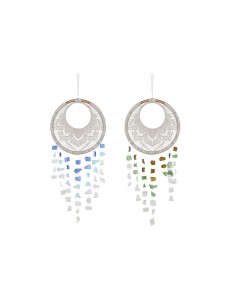 Décoration Suspendue Home ESPRIT Bleu Blanc Marron Boho Macramé (2 Unités) (12 Unités)
