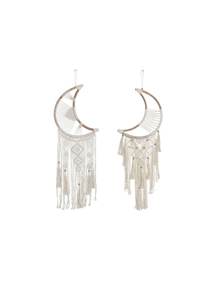 Décoration Suspendue Home ESPRIT Crème Naturel Boho Macramé (2 Unités)
