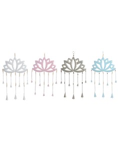 Décoration Suspendue Home ESPRIT Bleu Blanc Gris Rose Fer Oriental Fleur de Lotus (4 Unités)
