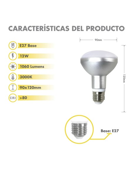 Lampe LED Silver Electronics 999007 R90 E27 Gris 12 W 3000K