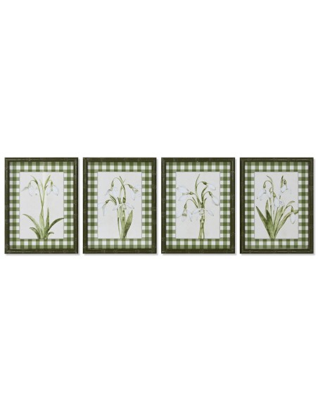 Cadre Home ESPRIT Vert Beige Shabby Chic Plantes botaniques 30 x 2,5 x 40 cm (4 Unités)