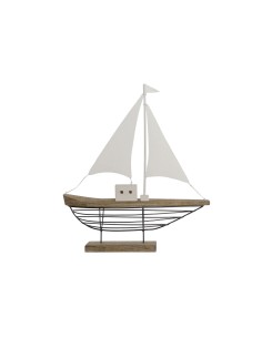Figurine Décorative Home ESPRIT Blanc Naturel Voilier Marin Finition vieillie 54 x 15 x 61,5 cm